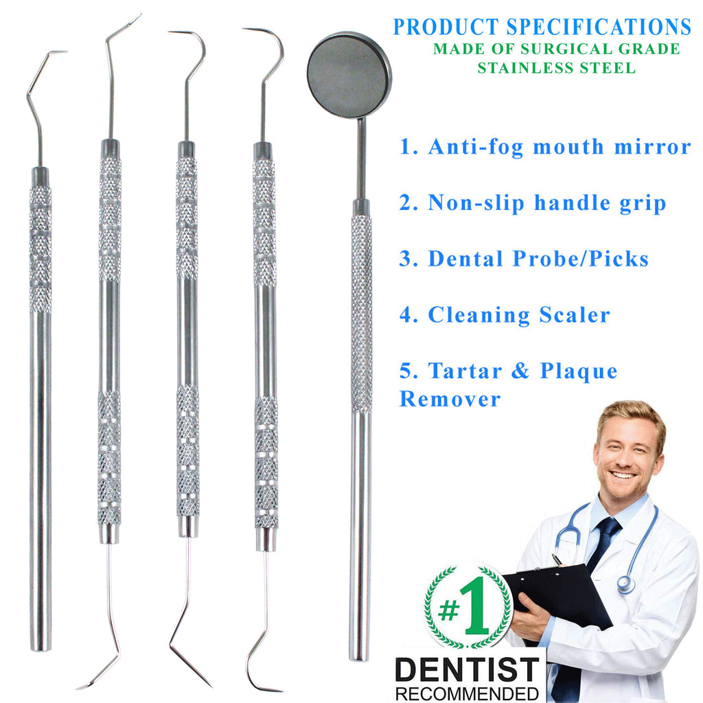 Dental Tooth Cleaning Kit with Scraper Picks for Plaque & Tartar Removal