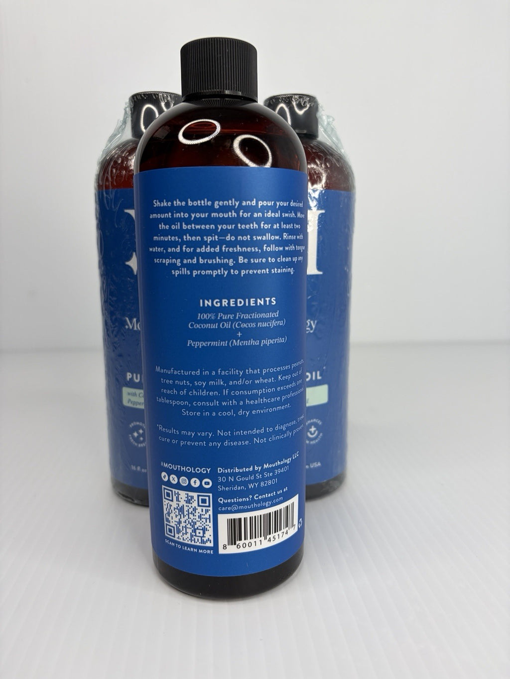 Coconut Oil Pulling for Teeth and Gums with Peppermint Oil - 3 Pack 16 Oz