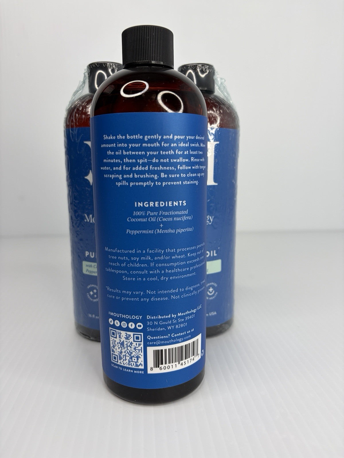 Coconut Oil Pulling for Teeth and Gums with Peppermint Oil - 3 Pack 16 Oz