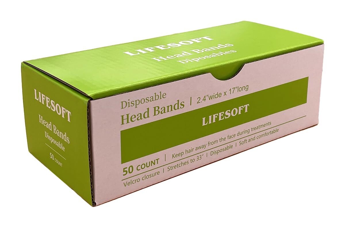 Disposable Facial Spa Headbands - Elastic Hair Wraps with Closure, 50 or 500 Pack