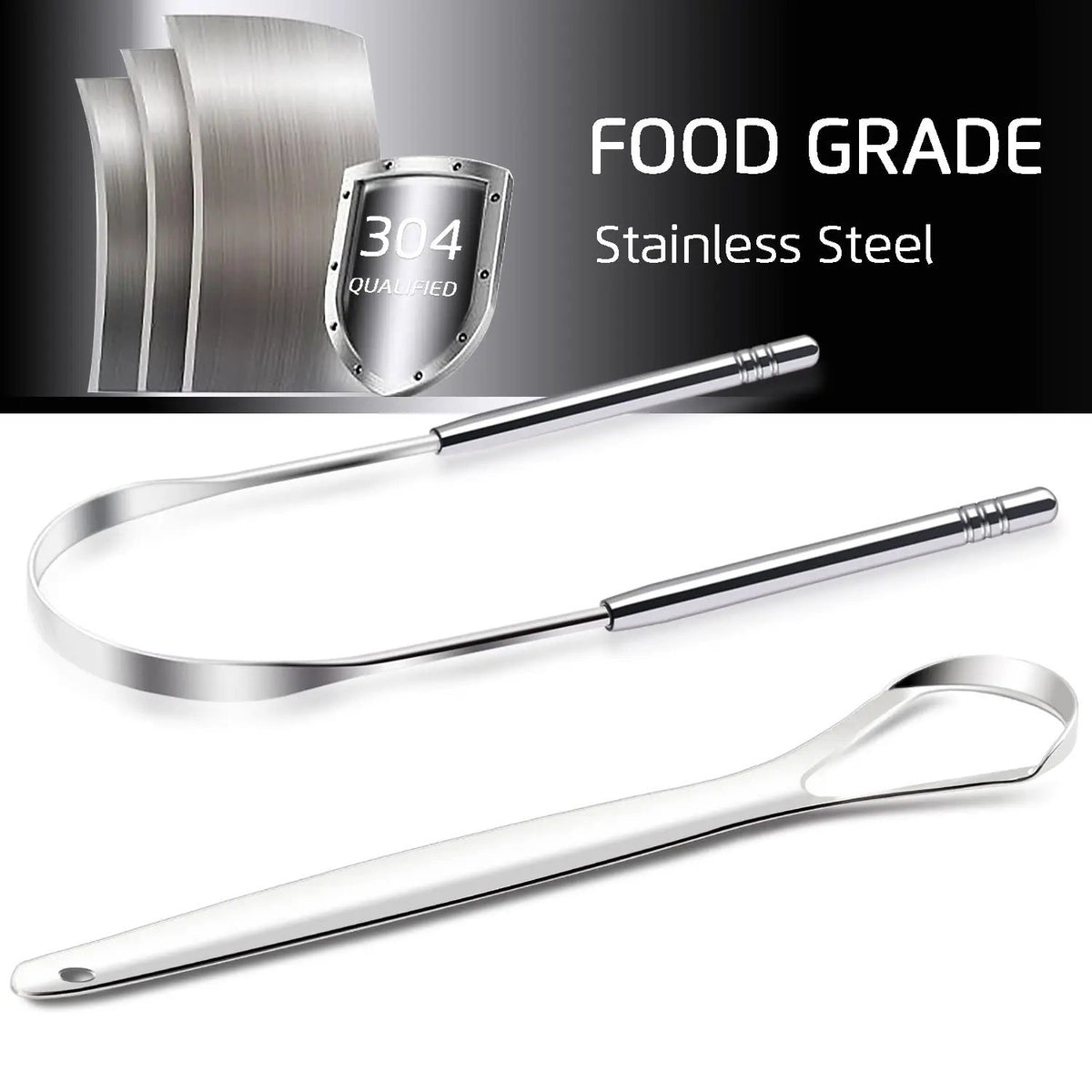 Stainless Steel Tongue Scraper Cleaner Oral Hygiene Brush Set - 3 Pack