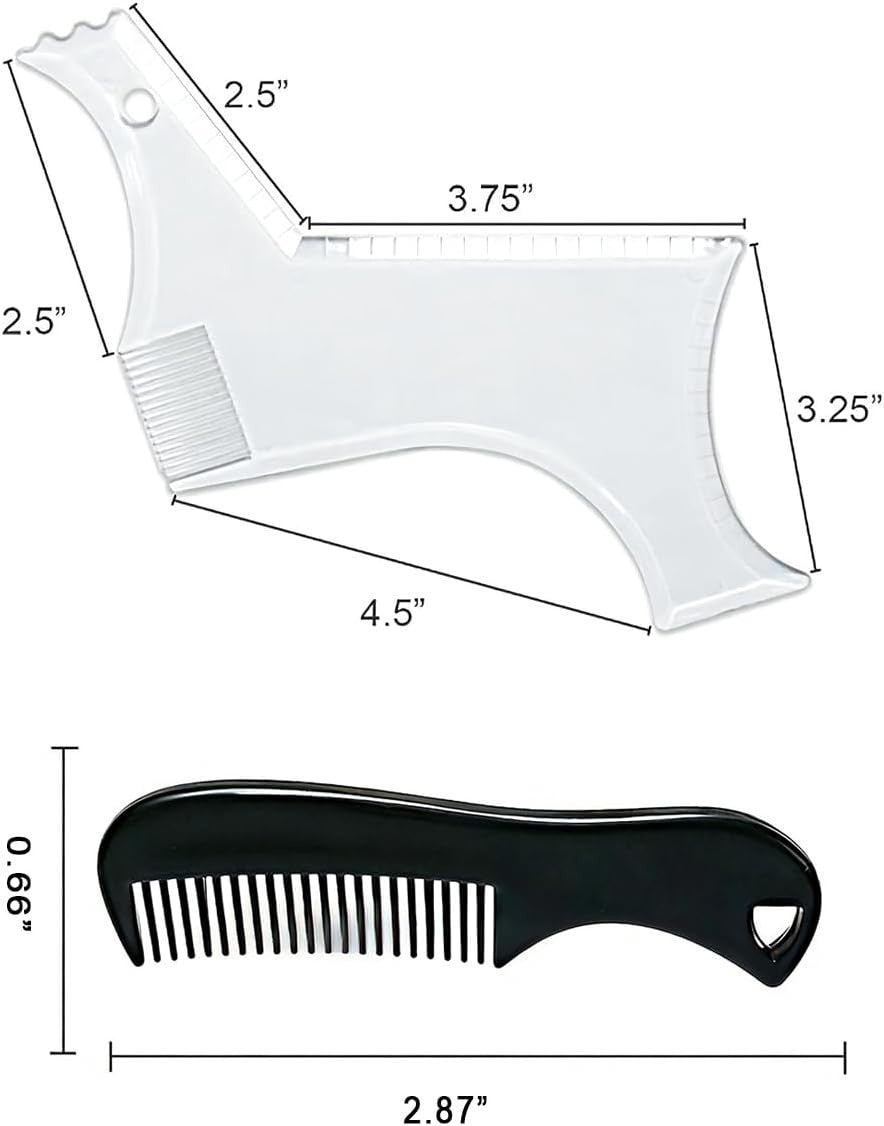 Men's Beard Trimming Kit with Shaper Template & Mini Comb | Grooming Accessories