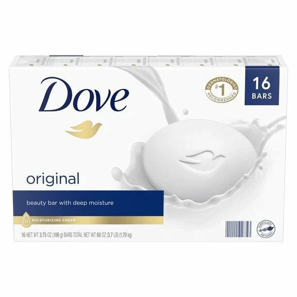 Dove Original Bar Soap 16 Pack - 4.75 oz Each for Daily Personal Care