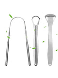 Stainless Steel Tongue Scraper Cleaner Oral Hygiene Brush Set - 3 Pack