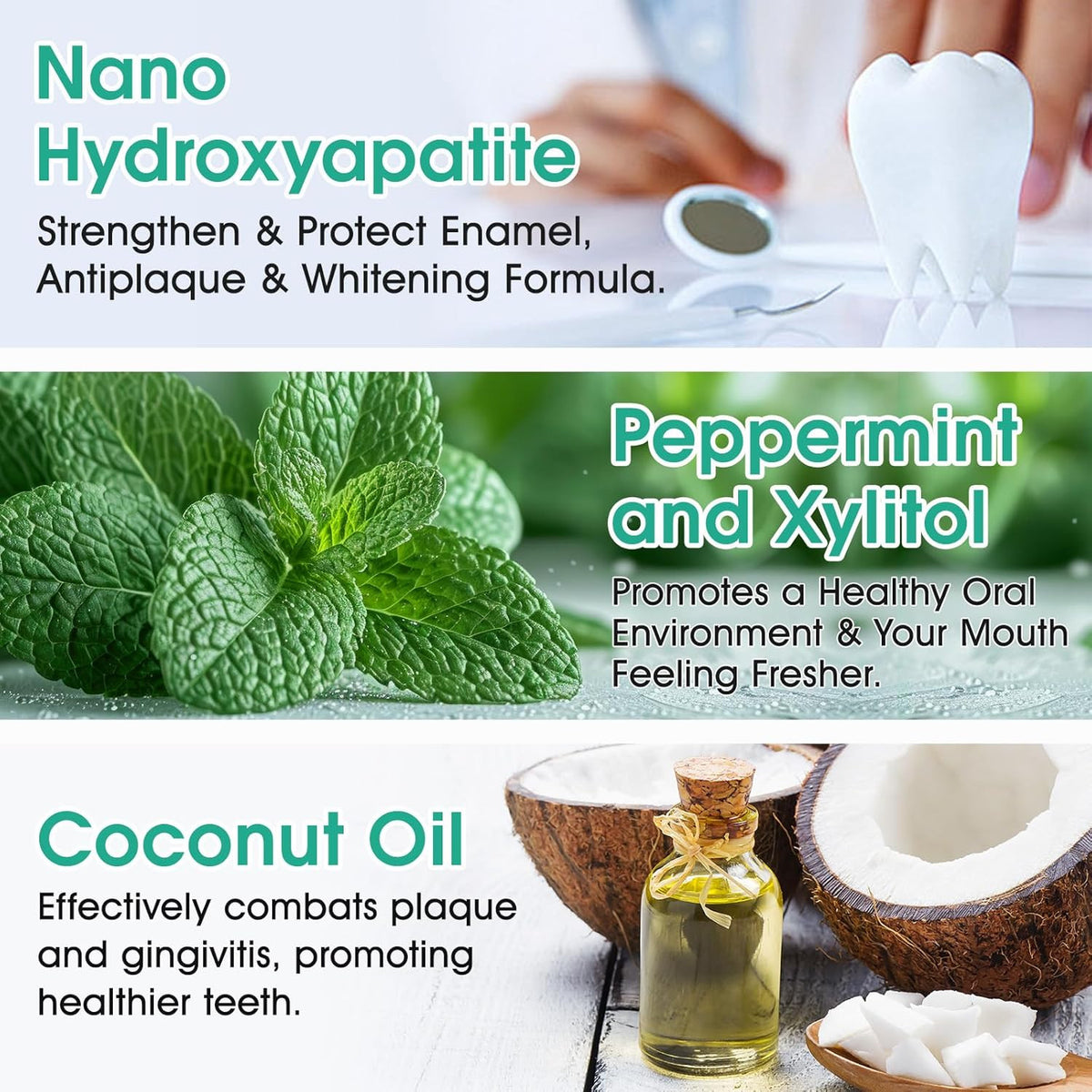 Natural Whitening Toothpaste Tablets with Nano Hydroxyapatite - Fluoride-Free Chewable Xylitol Oral Care, 150 Count