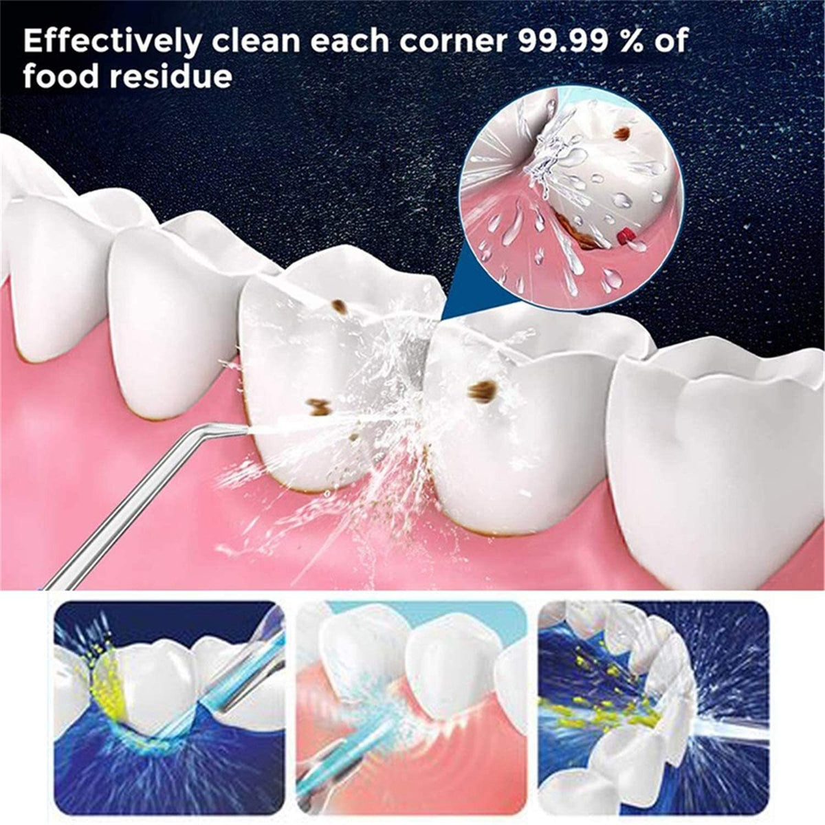 Portable Dental Water Flosser Jet - Cordless Teeth Cleaner for Gum & Debris Removal