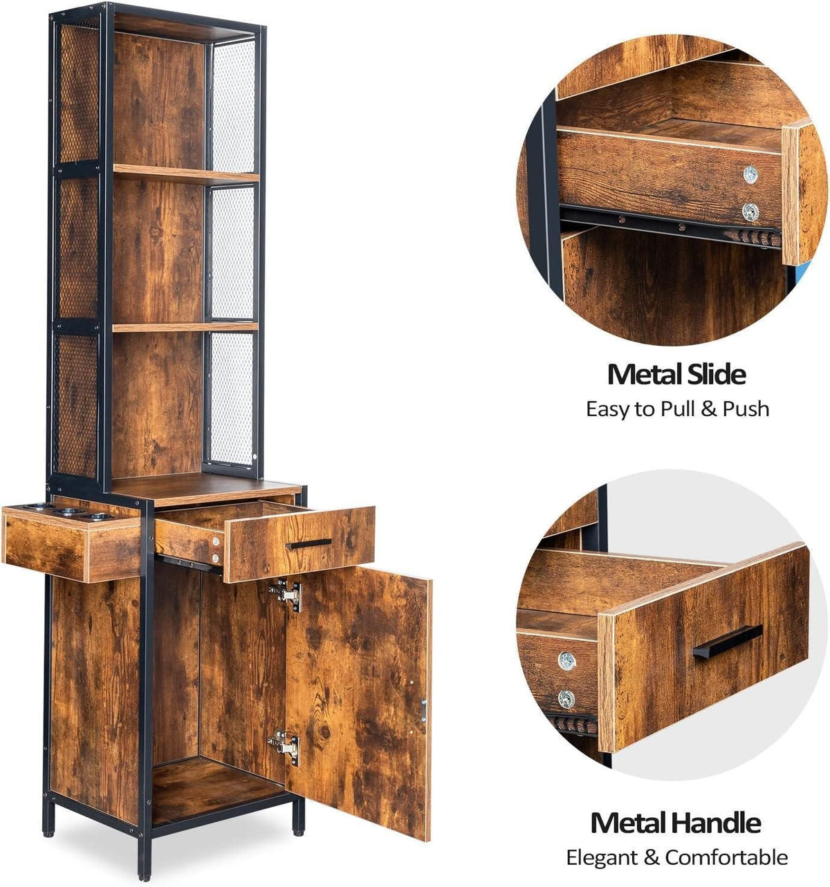 Wall Mount Hair Styling Salon Station with Drawer and Storage Cabinet