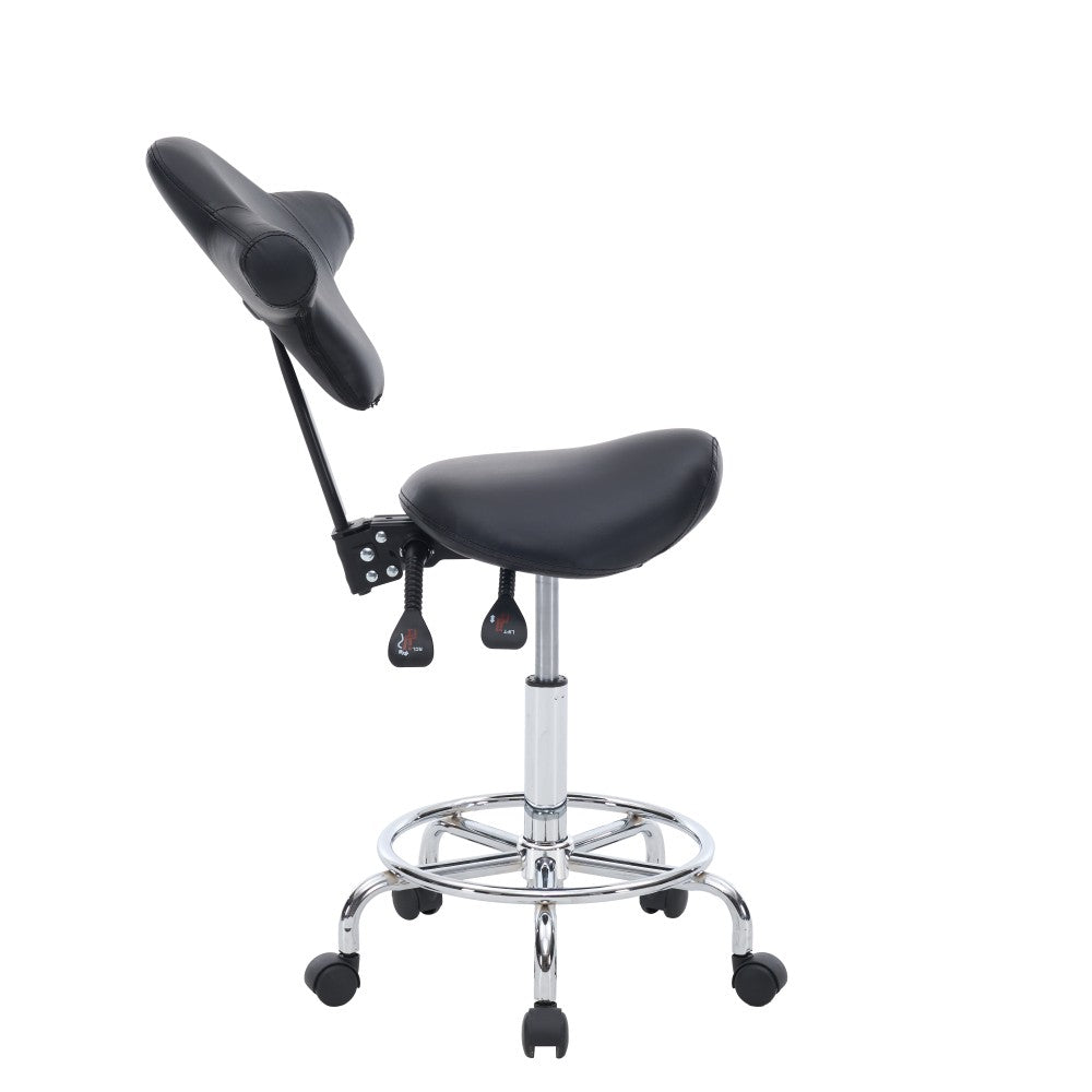 Ergonomic Saddle Stool with Wheels, Adjustable Height, Swivel Seat
