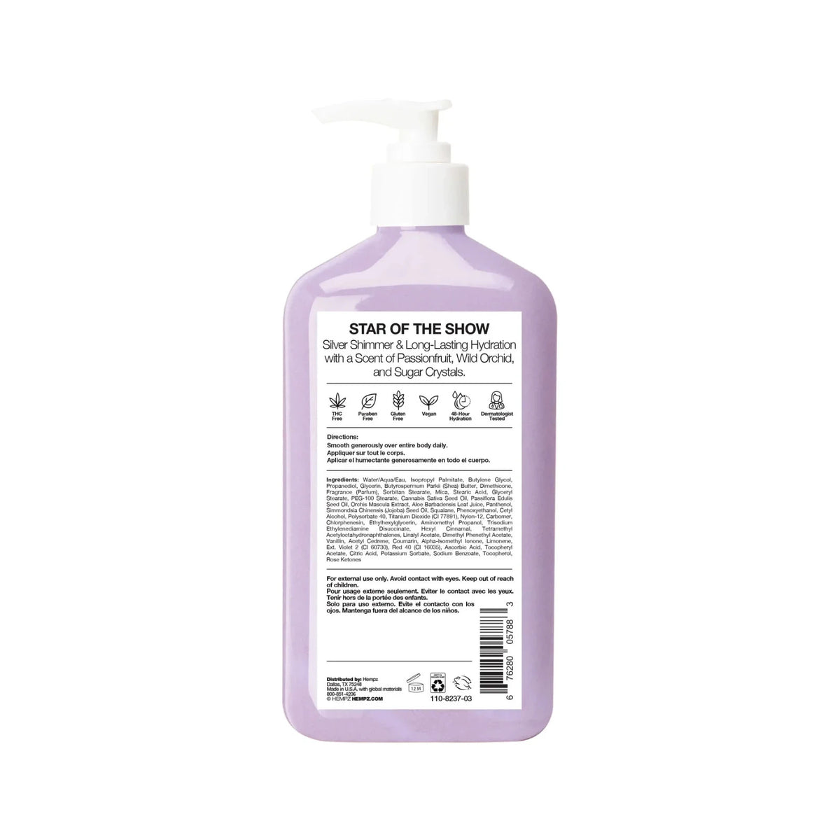 Hempz Star Dust Body Moisturizer with Silver Shimmer 17oz Hydrating Lotion
