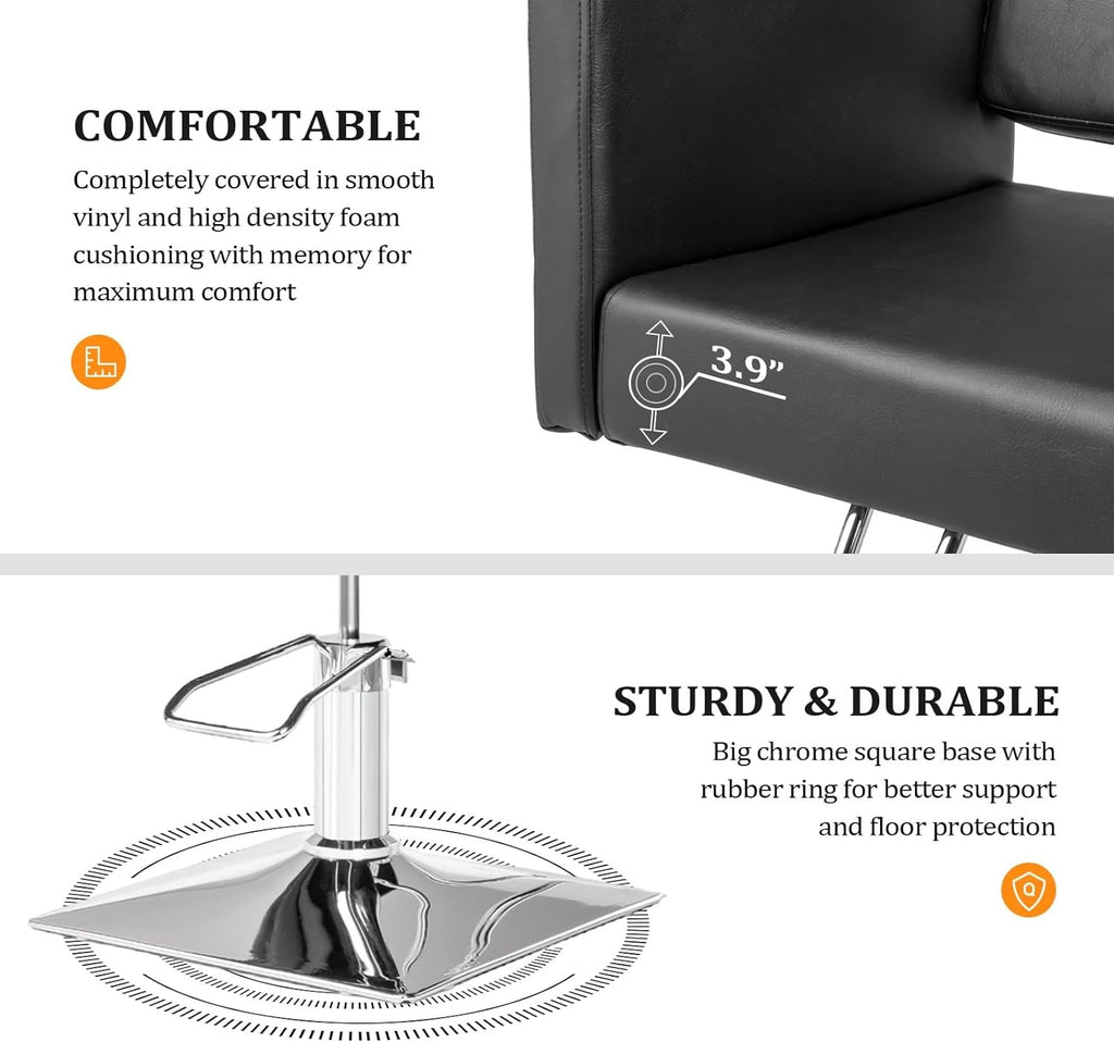 Hydraulic Barber Chair Salon Chair with Footrest, Swivel, Black