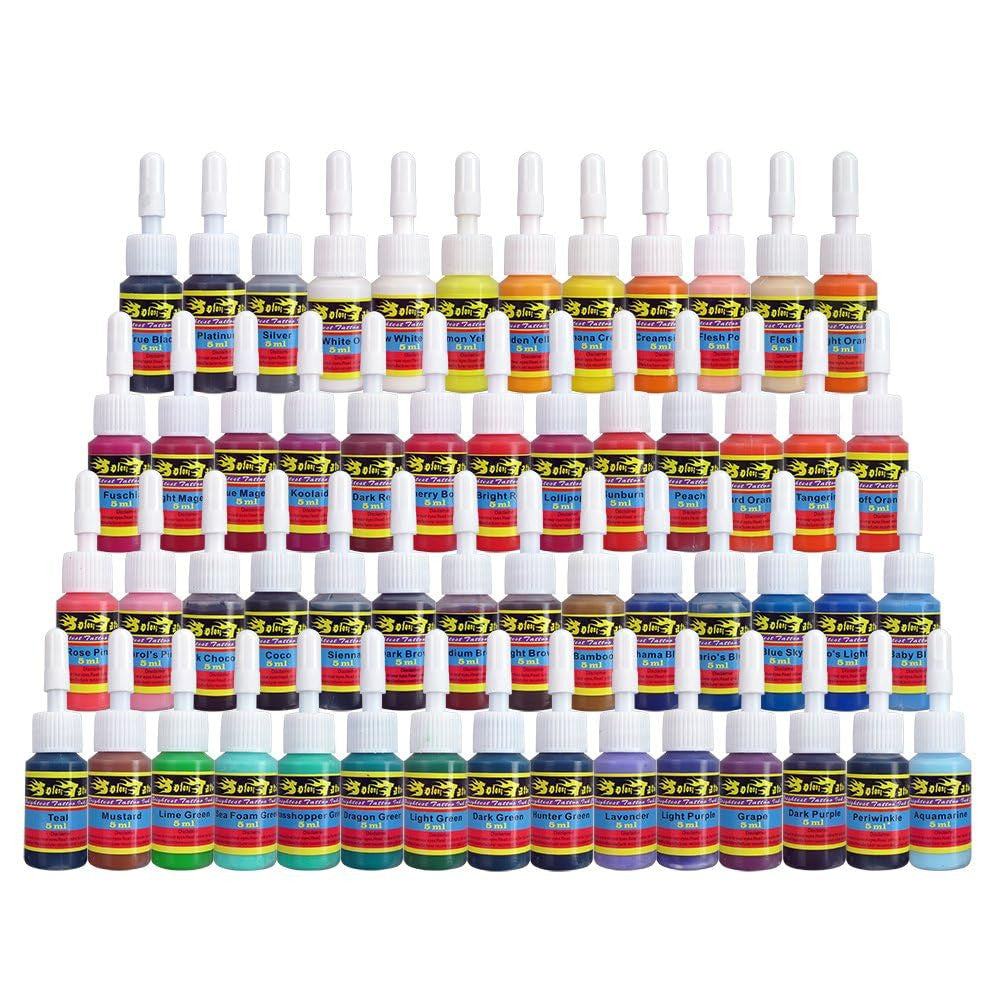 Tattoo Ink Set 54 Full Colors – Skin Candy Professional Pigment for Outlining Shading