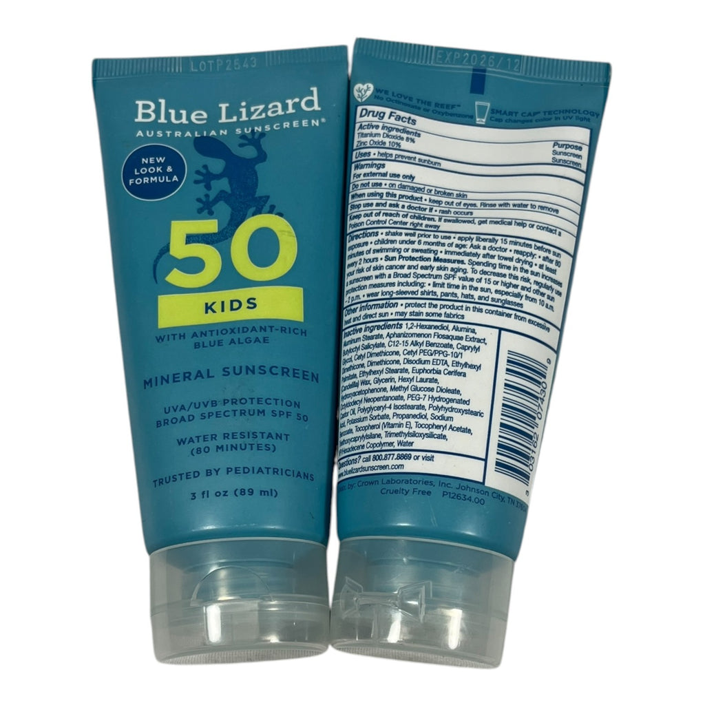 Kids Mineral Sunscreen SPF 50 - 3 fl oz Pack of 2 - Baby Safe Sunblock