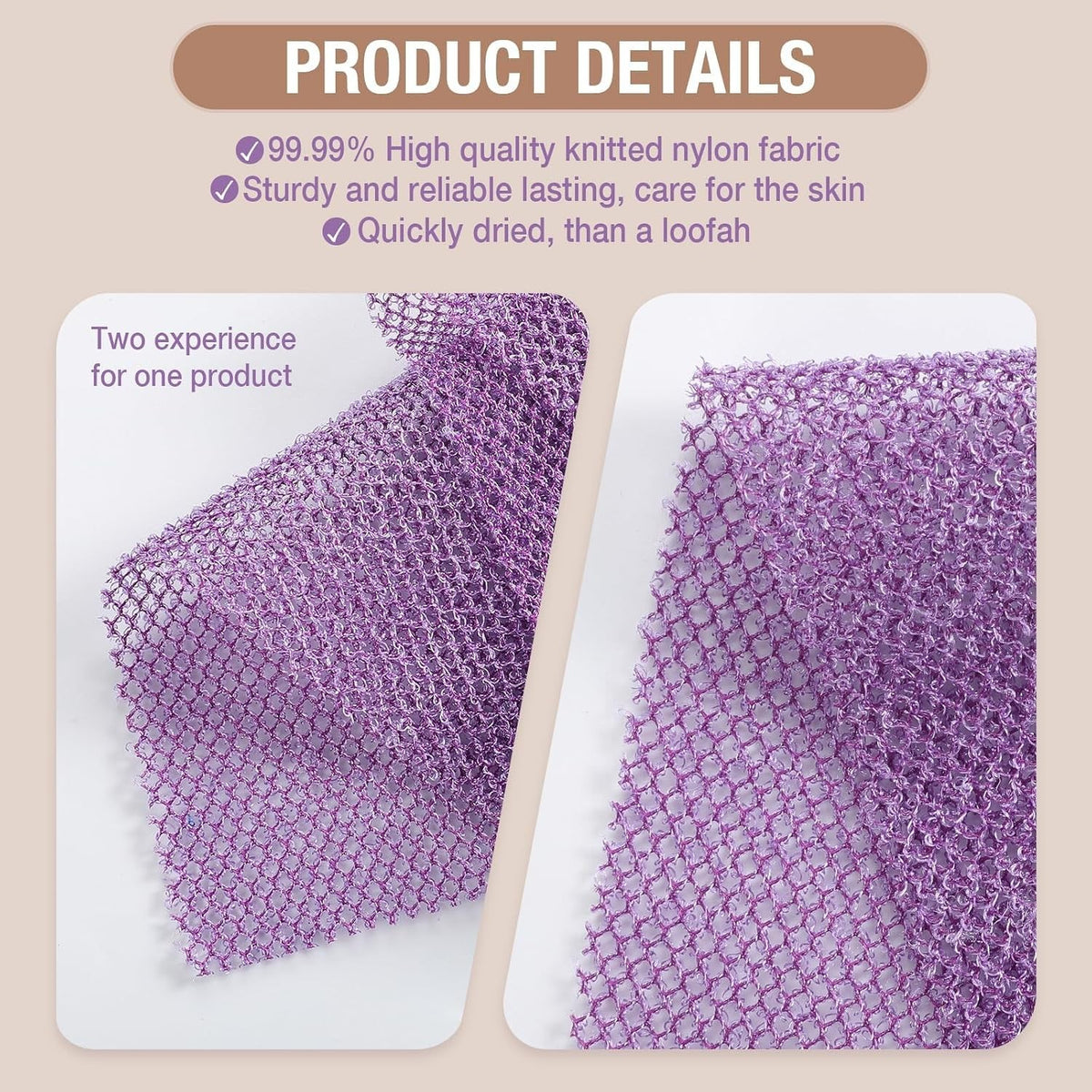 Extra-Long African Net Sponge 3-Pack, Exfoliating Back Scrubbers for Shower