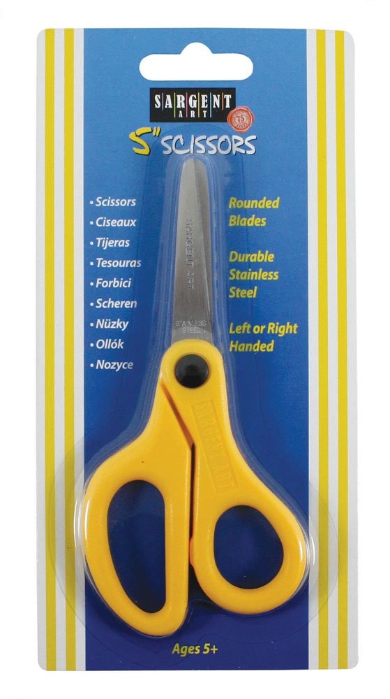 Child Safety Scissors 5 Inch with Blunt Tip for Kids, Yellow Handle