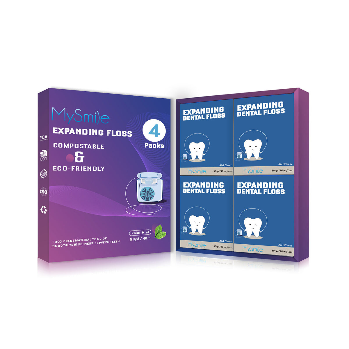Expanding Dental Floss Pack - Gentle, Shred-Resistant Mint Floss for Sensitive Gums