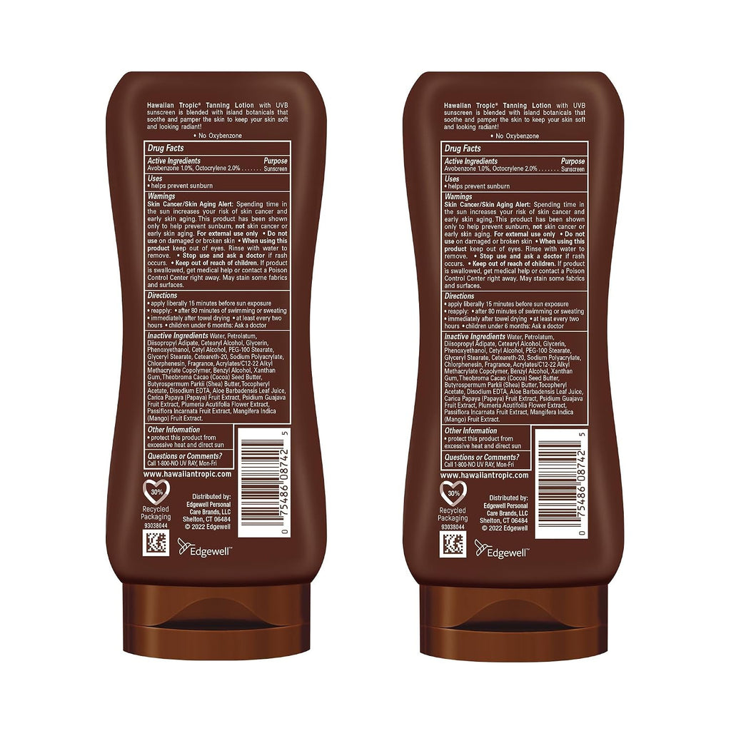 Hawaiian Tropic SPF 4 Tanning Lotion with Shea & Cocoa Butter 8 Fl Oz (2 Pack)