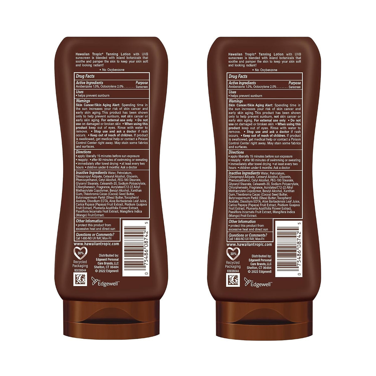 Hawaiian Tropic SPF 4 Tanning Lotion with Shea & Cocoa Butter 8 Fl Oz (2 Pack)