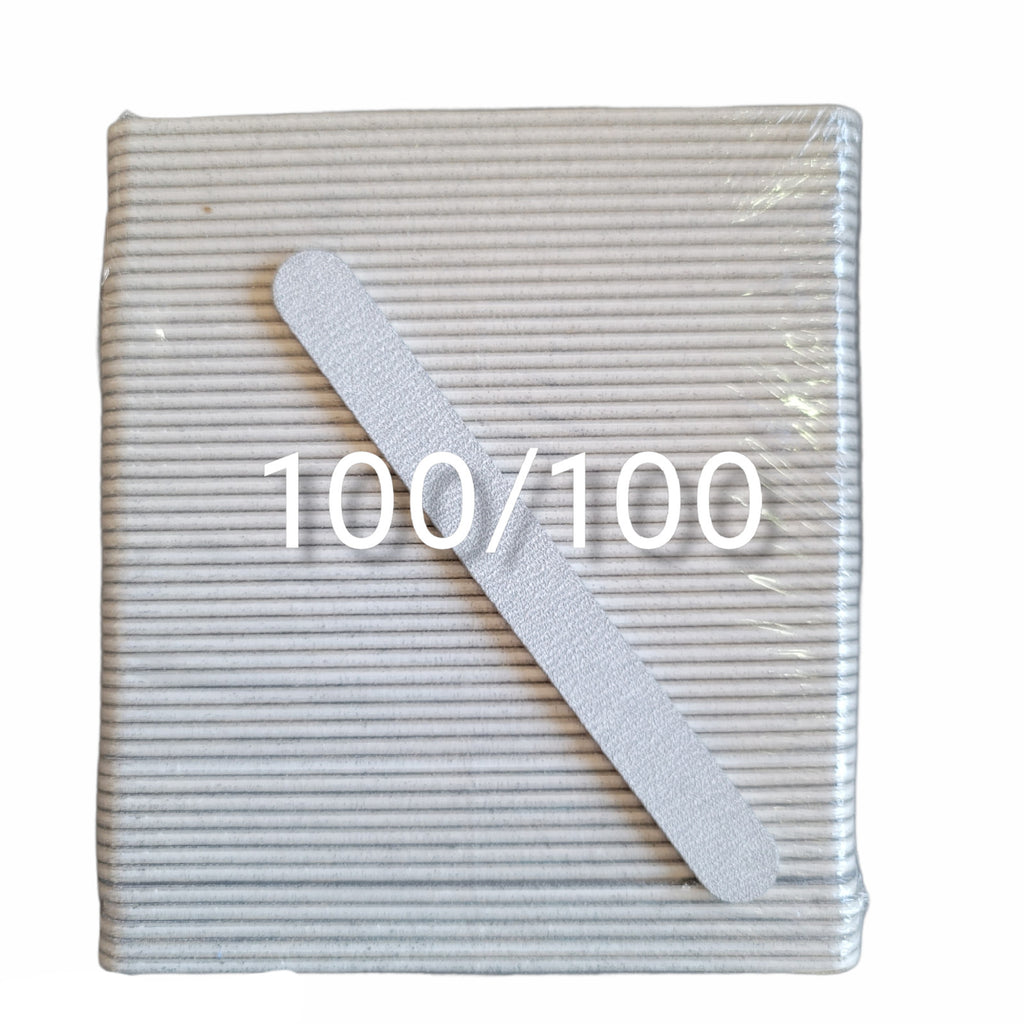 Professional Acrylic Nail Files 100/100 Grit Zebra 7-Inch Pack of 50