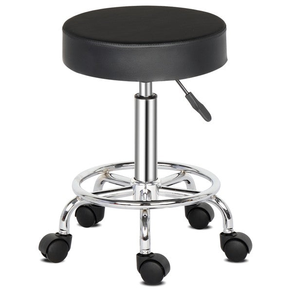 Adjustable Rolling Salon Stool with Wheels 360° Swivel & Pneumatic Height