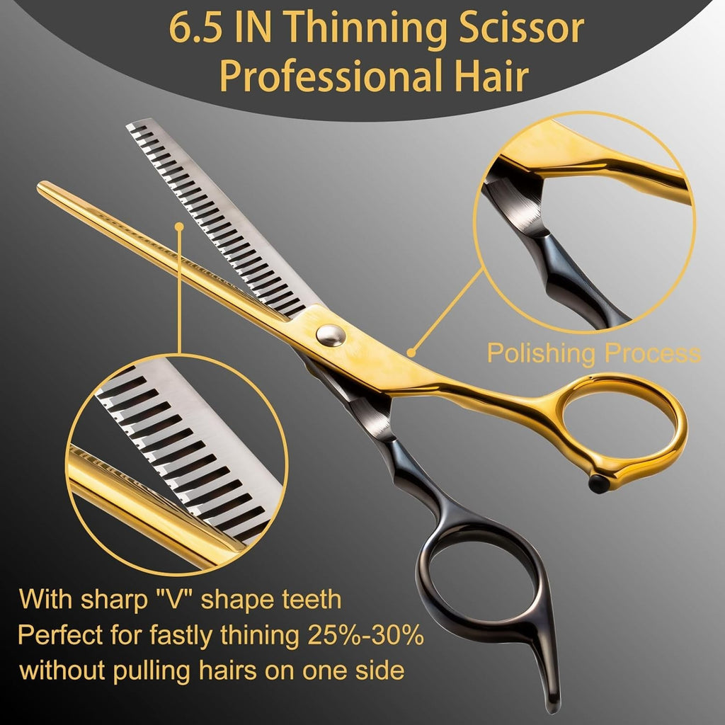 Professional Hair Cutting Scissors Set with Thinning Shears - 15 pcs Hairdressing Kit