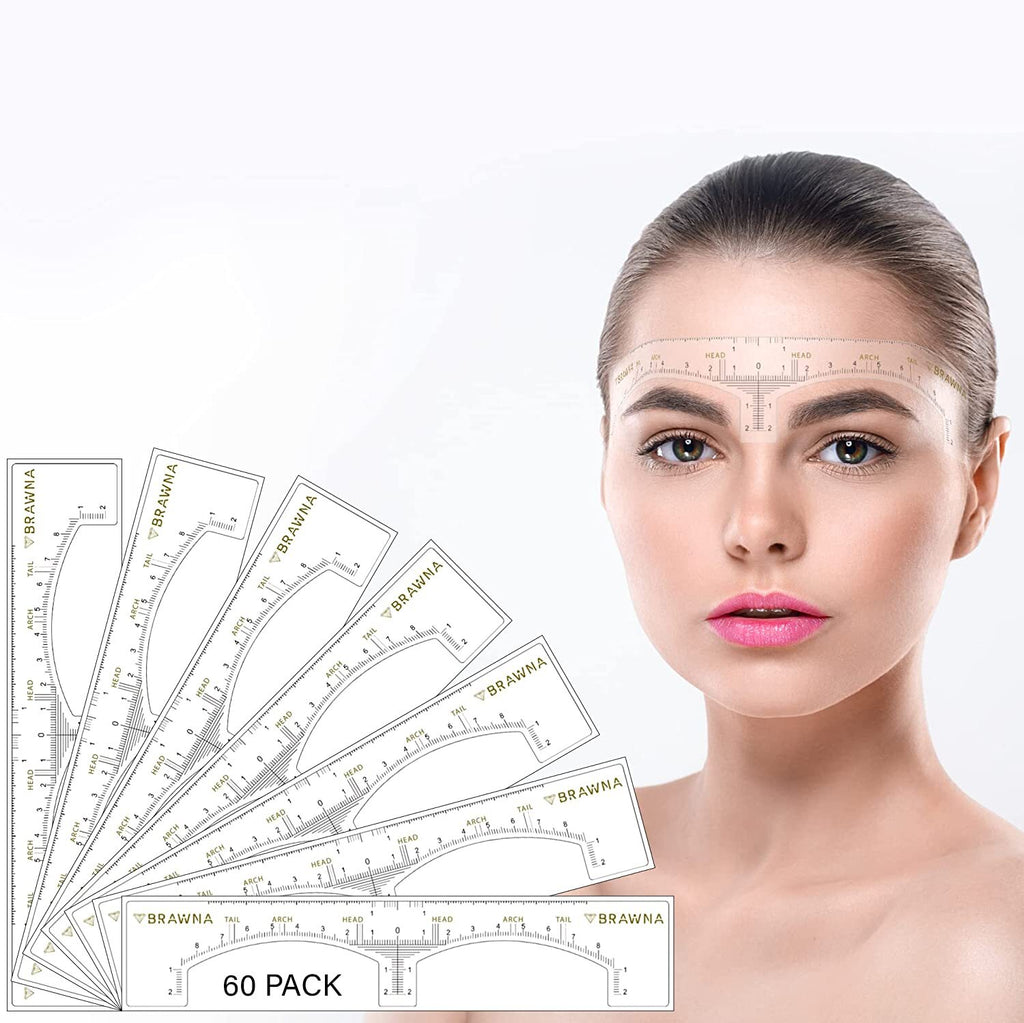 Eyebrow Shaping Stencils - 60 Pcs Clear Adhesive Mapping Templates