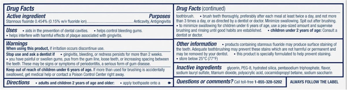 Gingivitis-Fighting Toothpaste 3.4 oz for Bleeding Gums & Cavity Prevention