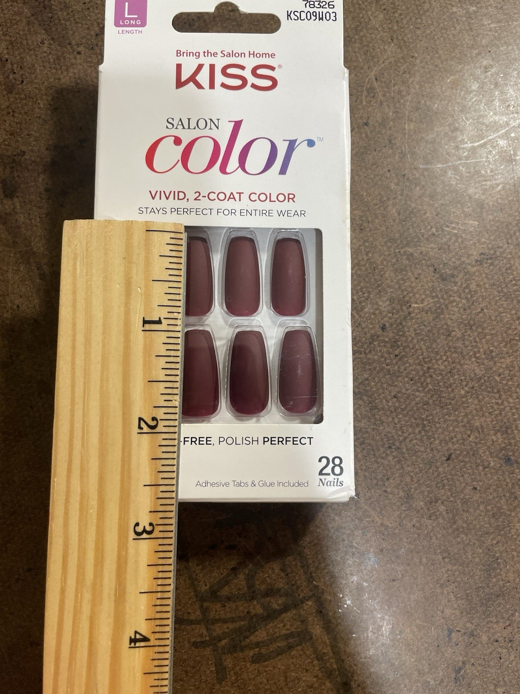 Long Press-On Nails Burgundy Red Wine 28 Nails - Vivid 2-Coat Finish