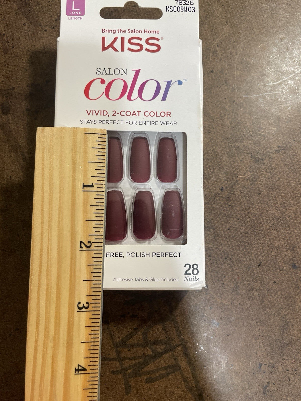 Long Press-On Nails Burgundy Red Wine 28 Nails - Vivid 2-Coat Finish