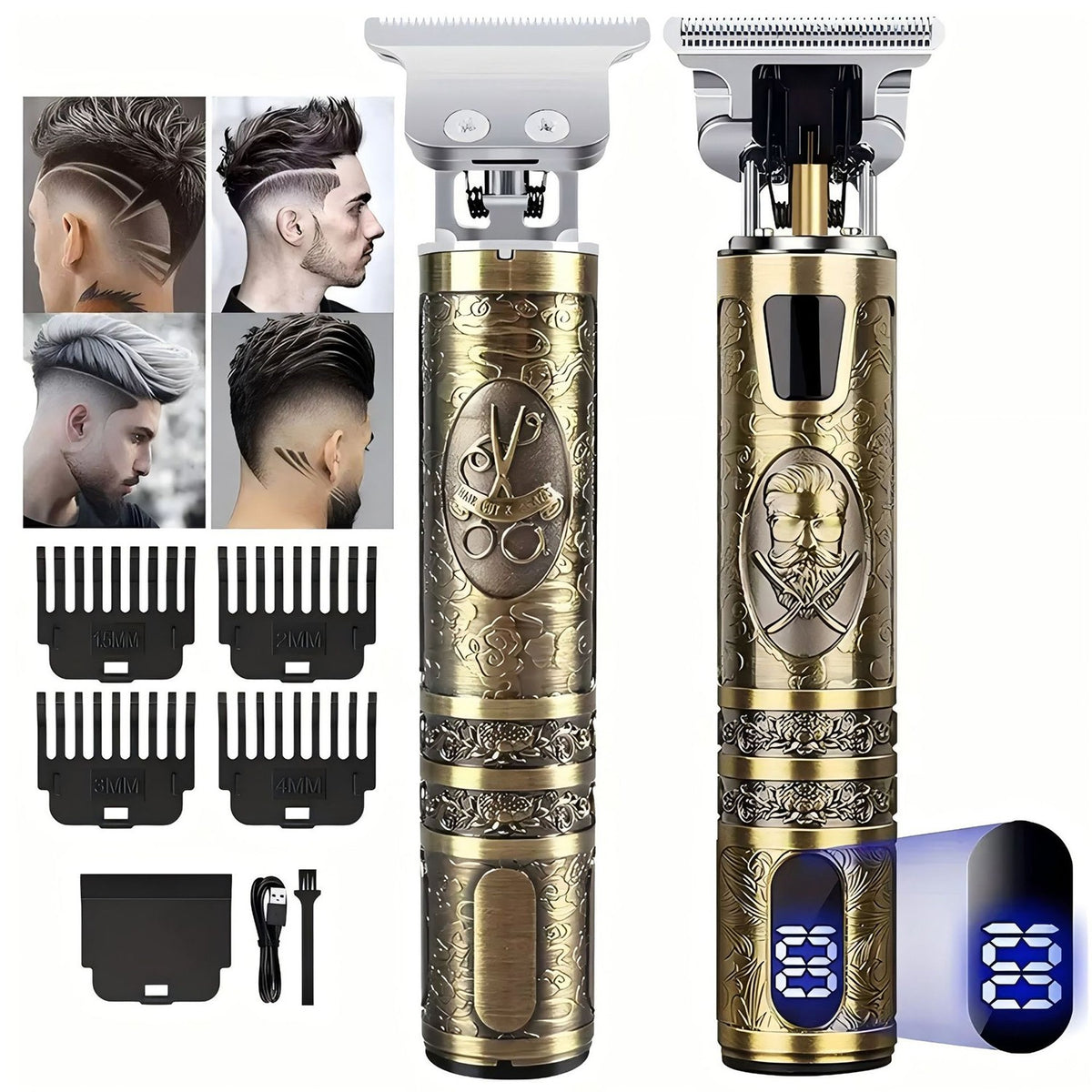 Cordless Men’s Hair Clippers & Beard Trimmer Set with Titanium Blades