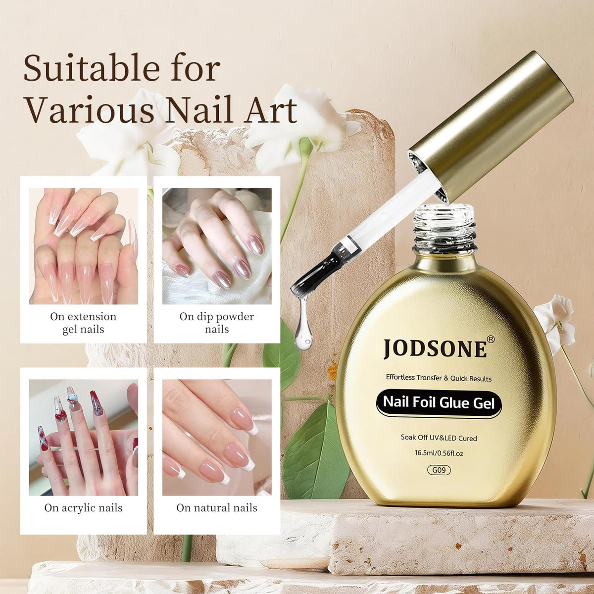 Clear Nail Foil Transfer Gel 16.5ml for Long-Lasting Nail Art Adhesive