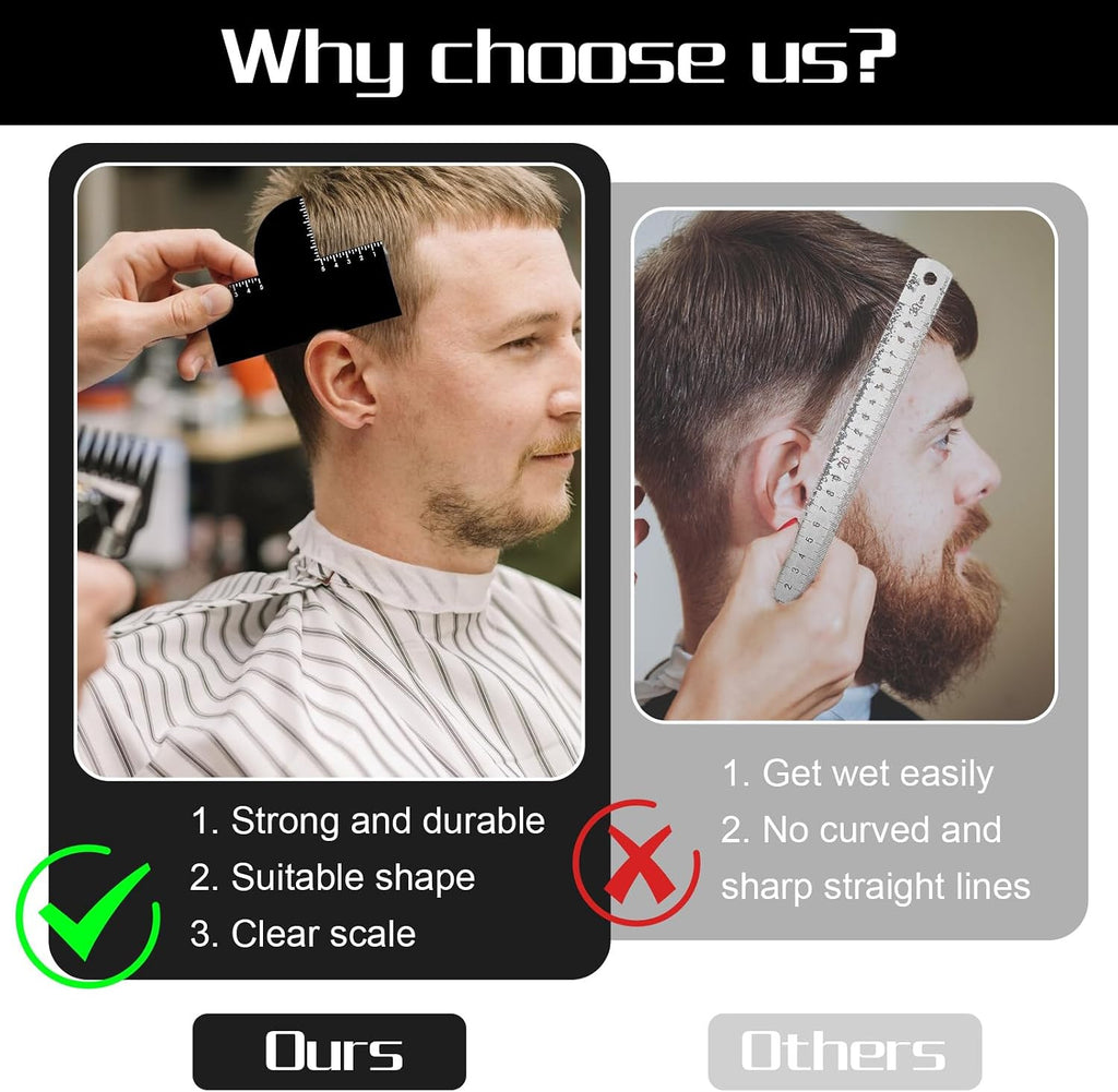 Professional Hairline Shaping Cards for Barbers - 2 Pcs Black T-Shaped Enhancement Tools