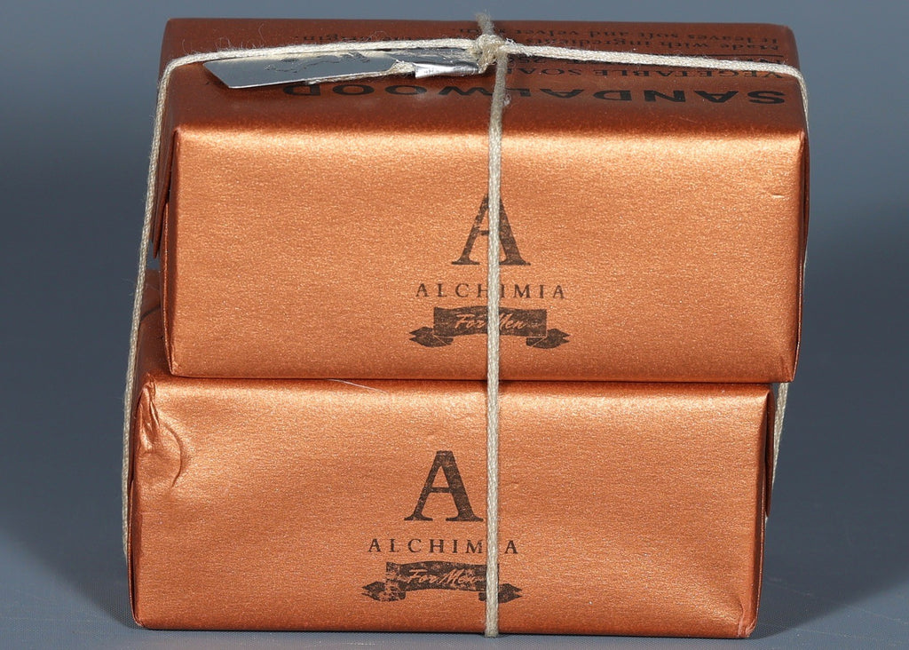 Men's Sandalwood Vegetable Bar Soap Set - Made in Italy, 2 x 8.75 oz