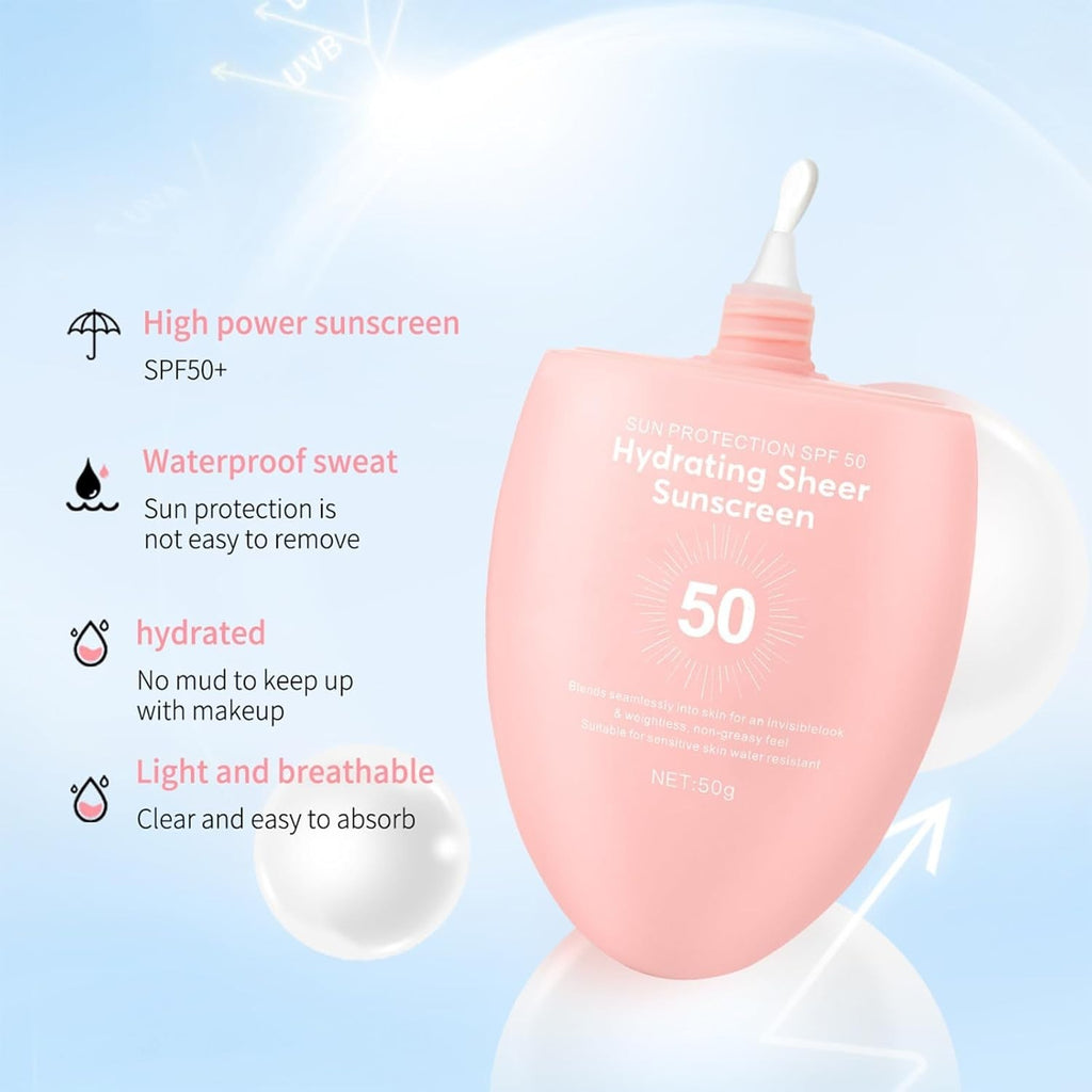 SPF 50+ Hydrating Water Gel Sunscreen - Waterproof, Non-Greasy, Light & Invisible