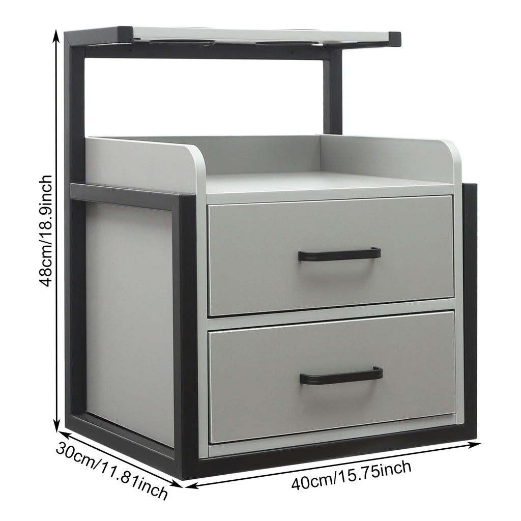 Wall-Mount Salon Station Cabinet with 2 Drawers for Beauty & Barber Shops