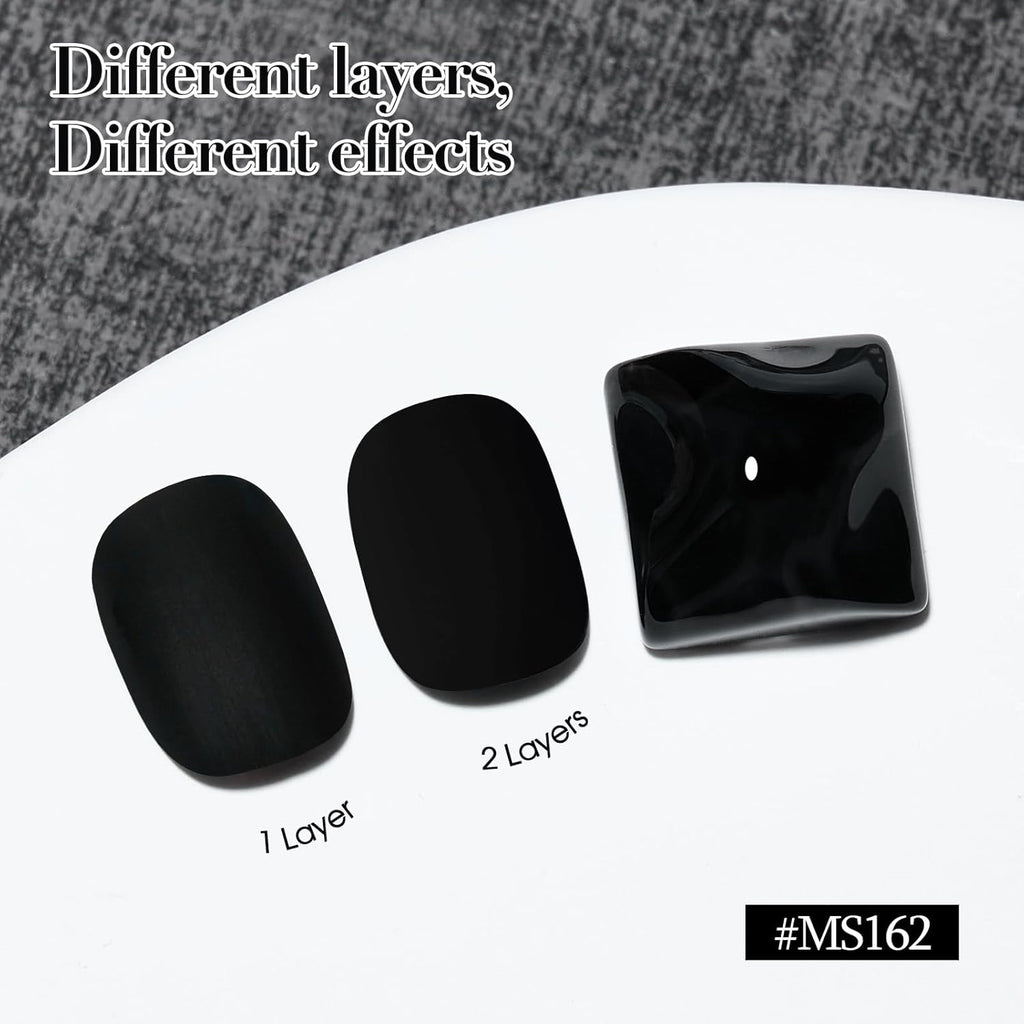 Matte Black Air Dry Nail Polish - Quick Dry Velvet Dark Lacquer