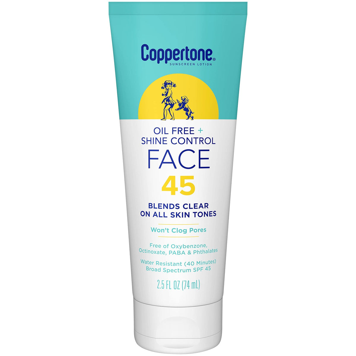 Oil-Free SPF 45 Face Sunscreen Lotion with Shine Control 2.5oz