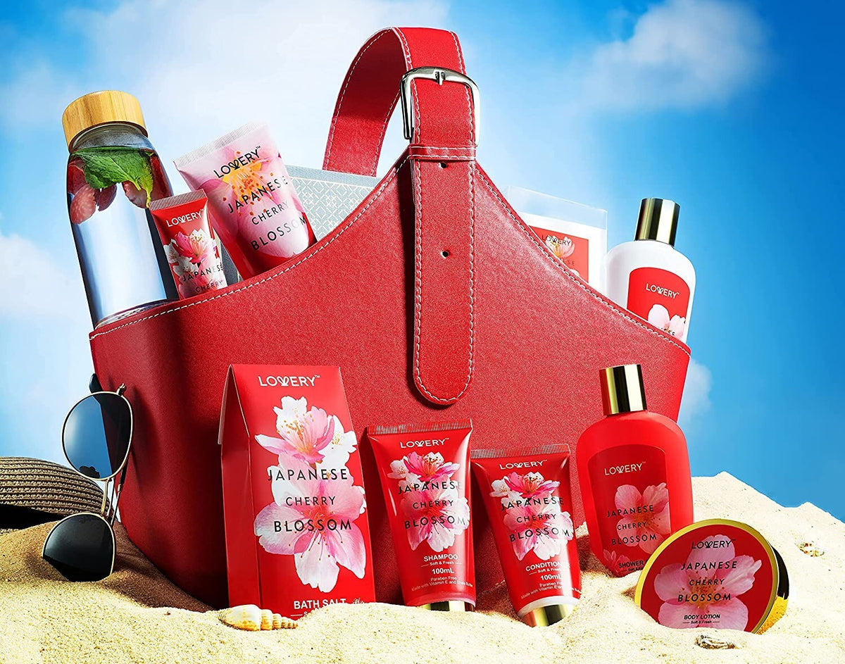 Luxury Home Spa Gift Set with Cherry Blossom Bath Products - 25 Pieces