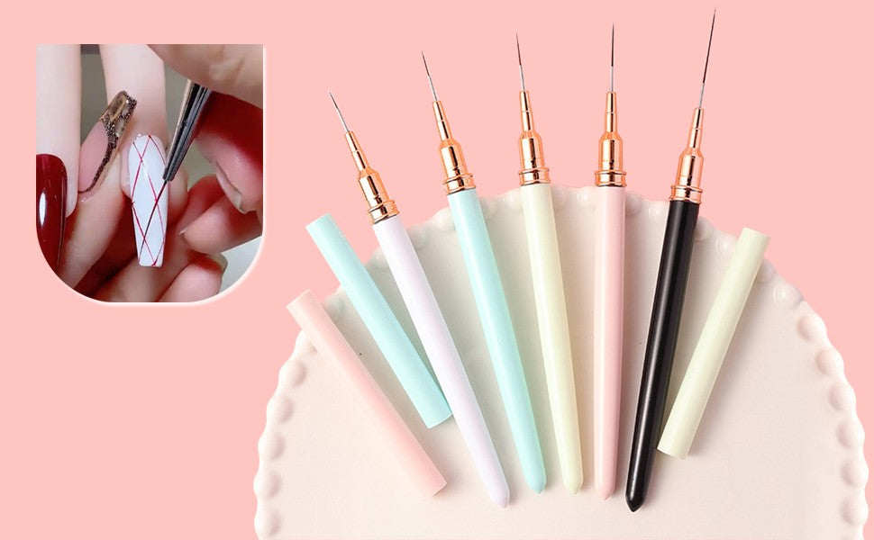 5-Pack Nail Art Liner Brushes Set for Fine Detail Painting