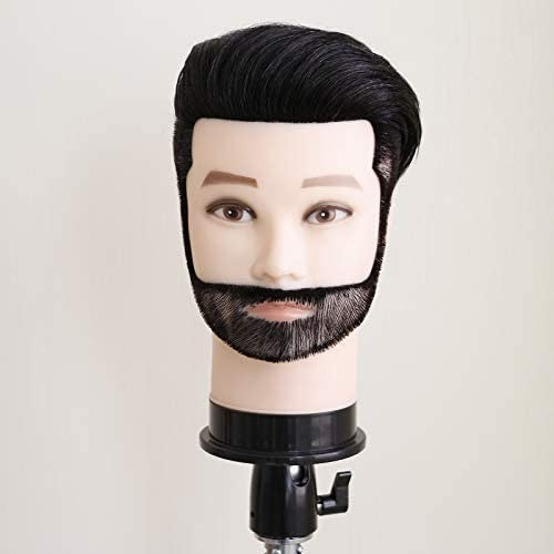 12 Inch Male Human Hair Mannequin Head for Hairdressing Training & Barber Practice