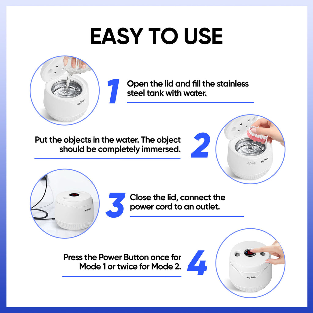 Ultrasonic Dental & Jewelry Cleaner 45kHz UV Sterilizer with Tablets – Portable