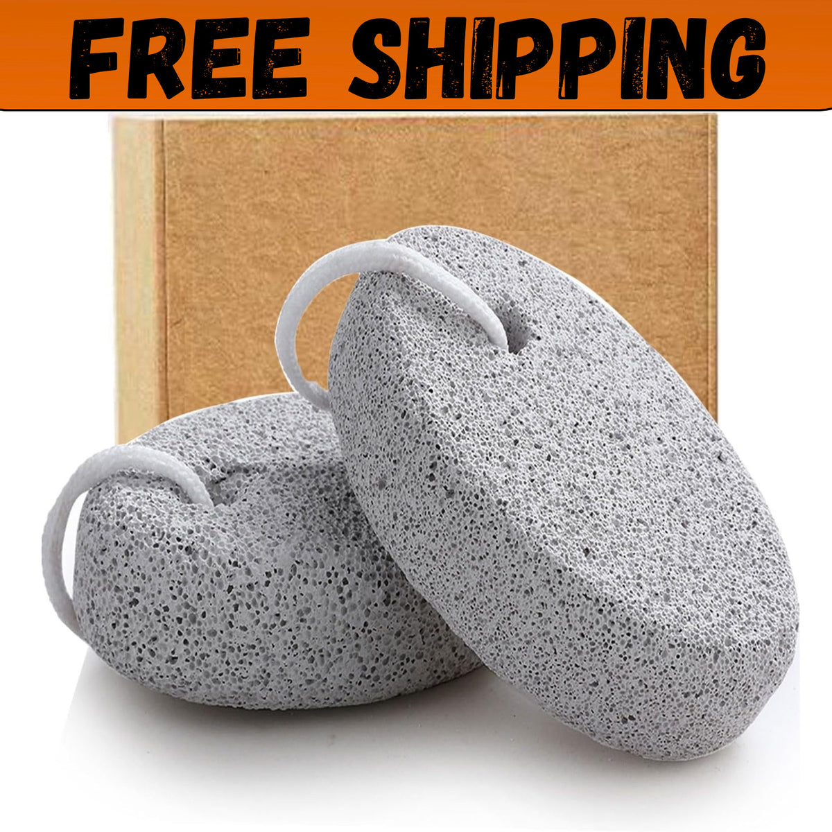 Natural Pumice Stone Foot Scrubber for Callus Removal - 1 or 2-Pack
