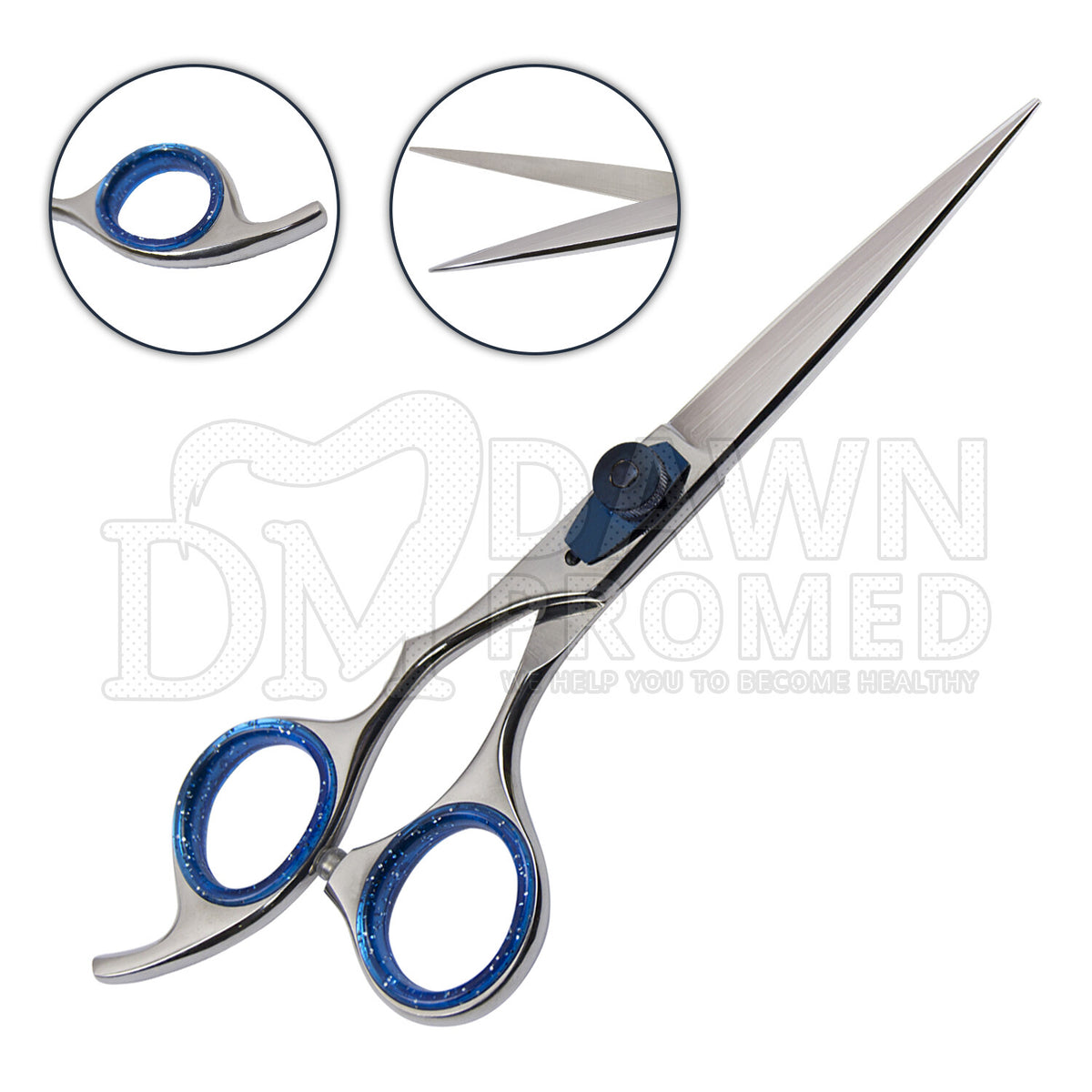 Professional Hair Cutting Scissors 6.5" Razor Edge Barber Shears with Blue Tension Screw