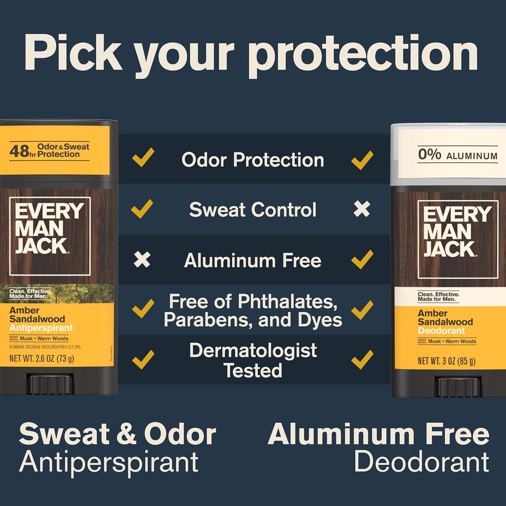 Men's Amber Sandalwood Antiperspirant Deodorant 2 Pack Long-Lasting Freshness