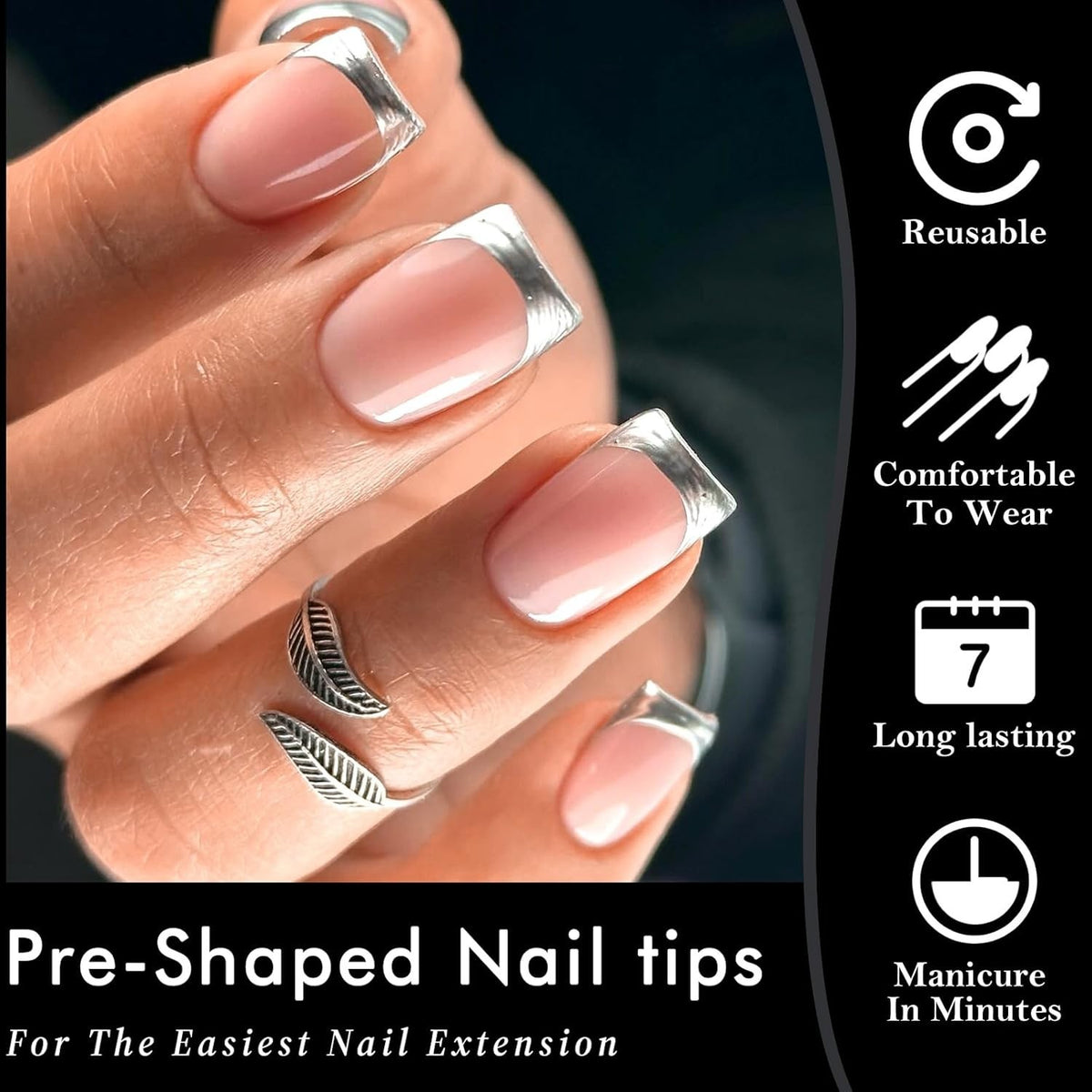 240-Pack Short Square Gel Nail Tips for Press-On Nails Clear Acrylic