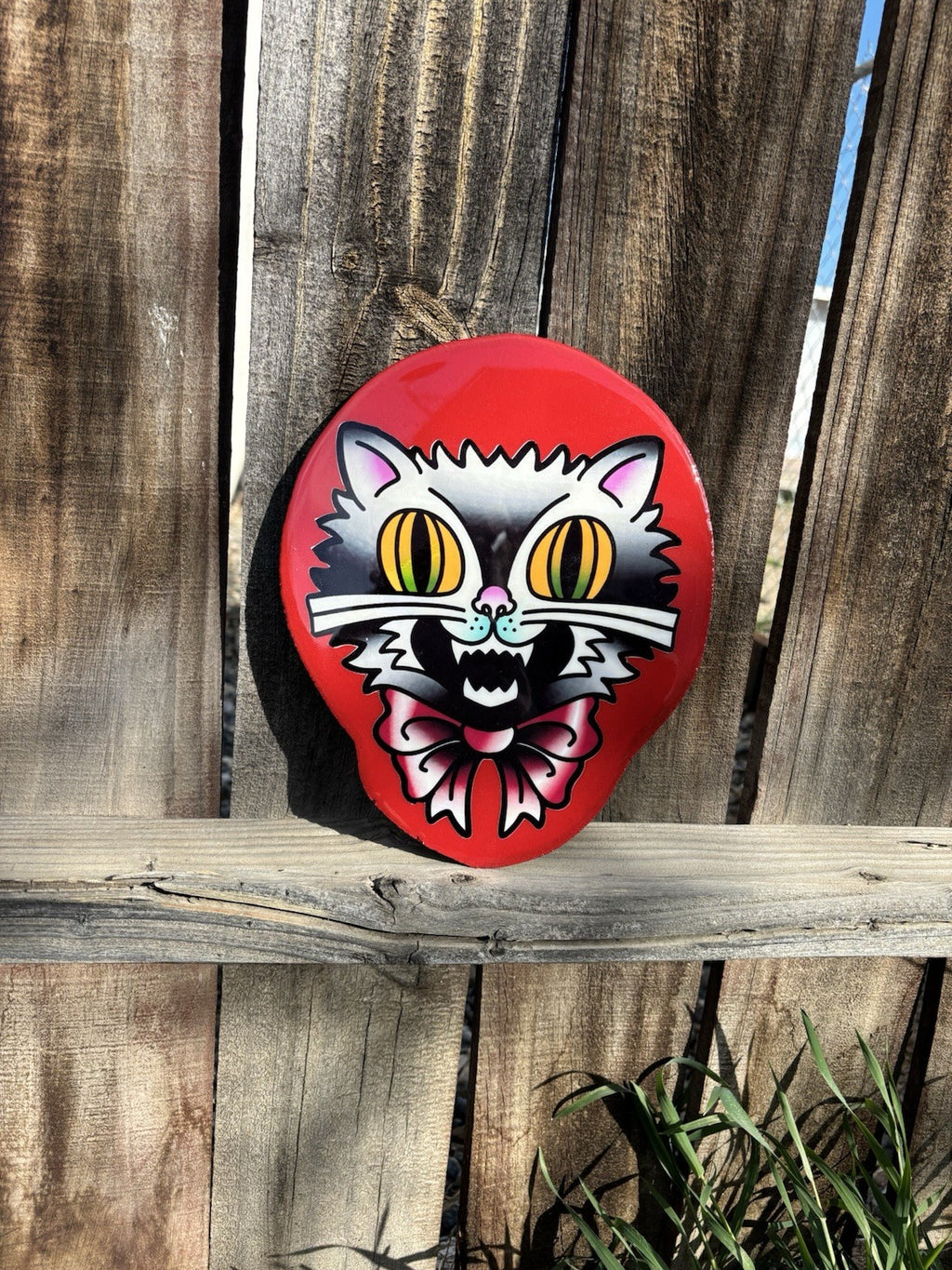 American Traditional Cat Handmade Wooden Sign – Garage Art & Tattoo Flash
