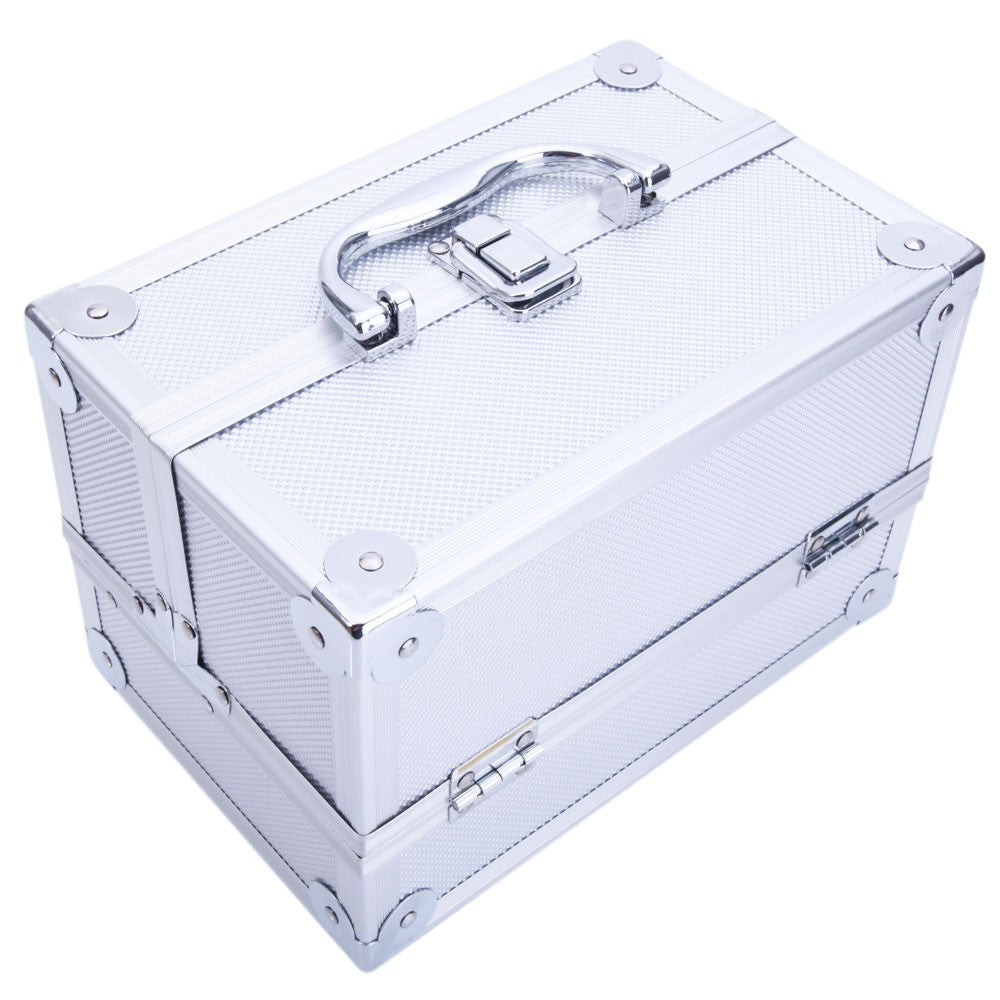 Aluminum Makeup Train Case with Mirror and Handle - Jewelry & Cosmetic Storage