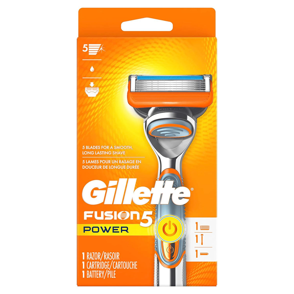 Men's Power Razor with 5 Blades & Refills – Electric Shaver for Close, Long-Lasting Shave