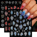 Colorful Fireworks Nail Stickers 5D Embossed Decals for Nail Art - 3 Sheets
