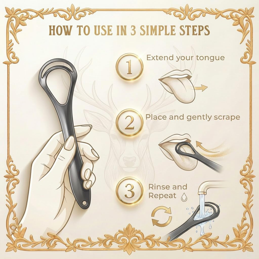 Stainless Steel Tongue Scraper with Cases - 2 Pack, Oral Hygiene Tool