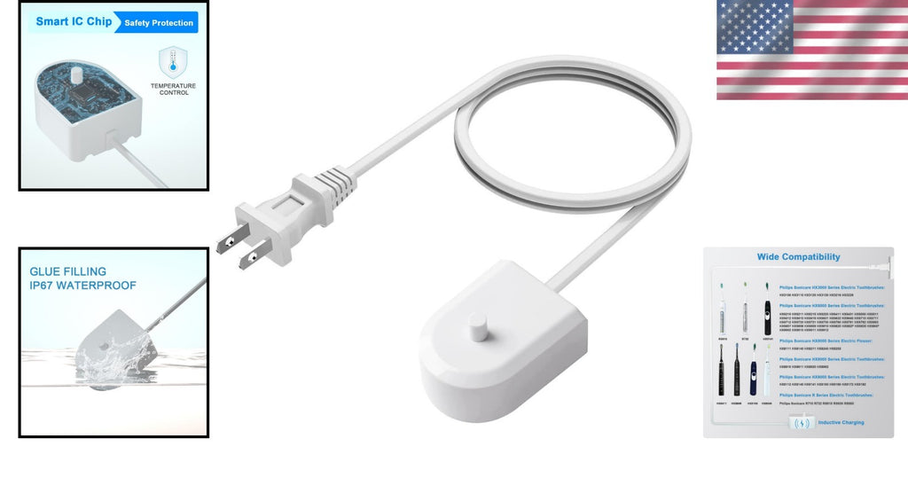 Waterproof Replacement Charger for Philips Sonicare Toothbrush - Portable & Wide Compatibility
